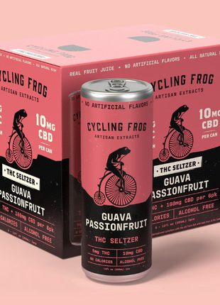 Cycling Frog Guava Passionfruit THC Seltzer, 5mg THC, 2:1 CBD:THC