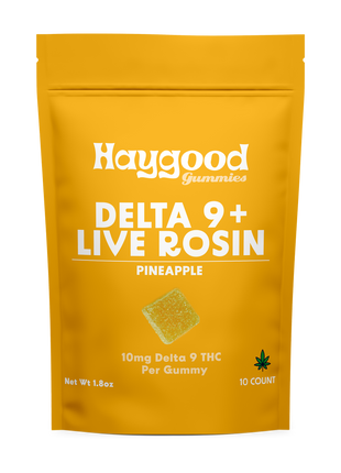 HayGood Farms Delta 9 with Live Rosin Gummies Pineapple (10 ct)