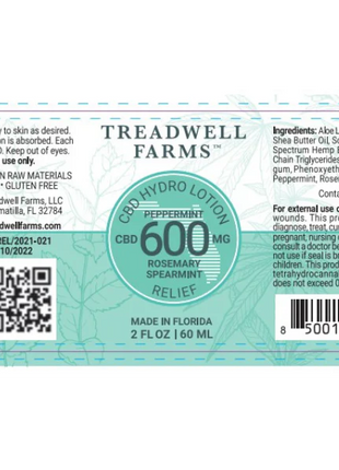 Treadwell Farms Relief 600mg CBD Hydro Lotion